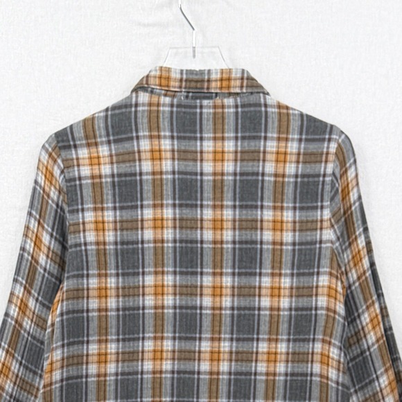CP SHADES Romy Plaid Shirt Womens XS Gray Yellow Gauze Button Up Long Sleeve - Picture 8 of 16